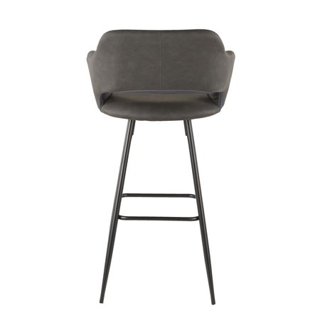Lumisource Margarite Barstool in Black Metal and Grey Faux Leather, PK 2 B30-MARG BK+GY2
